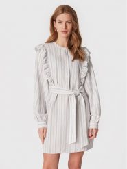 Tommy Hilfiger Sukienka koszulowa Stripe Short Frill WW0WW37587 Biały Regular Fit. Białe sukienki Tommy Hilfiger, bez wzorów, z wiskozy, bez kołnierzyka, bez ramiączek, koszulowe. Za 469.99 zł.