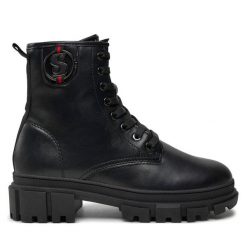Trapery s.Oliver. Czarne traperki S.Oliver, bez wzorów, bez obcasa, bez zapięcia. Za 399.99 zł.