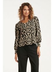 Smashed Lemon Bluzka w kolorze czarno-beżowym rozmiar: 3XL. Brązowe bluzki Smashed Lemon, xl, bez wzorów, bez kołnierzyka, bez ramiączek. Za 126.99 zł.