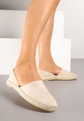 Beżowe Espadryle z Plecionką i Wyciętą Cholewką Prommea. Brązowe espadryle Born2be, bez wzorów, z jeansu, bez obcasa, na obcasie. Za 99.99 zł.