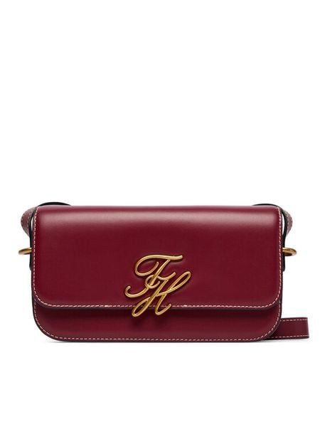 Tommy Hilfiger Torebka Th Script Flap Crossover AW0AW18399 Bordowy. Czerwone listonoszki Tommy Hilfiger, bez wzorów, ze skóry, bez dodatków. Za 490.99 zł.