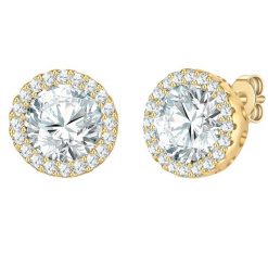 Yokoamii Kolczyki wkretki z mosiadzu w zlocie z cyrkonia 1 ct Damski. Białe kolczyki Yokoamii, z cyrkonią, pozłacane. Za 139.99 zł.