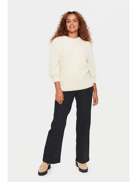 SAINT TROPEZ Sweter "Banni" w kolorze kremowym rozmiar: L. Brązowe swetry Saint Tropez, l, bez wzorów, bez ramiączek. Za 139.87 zł.