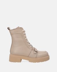 BEŻOWE WORKERY DAMSKIE G16915 11 BEIGE. Brązowe botki Venezia, bez wzorów, ze skóry, bez obcasa, bez zapięcia. Za 299.00 zł.