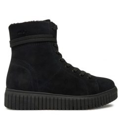 Botki Jana. Czarne botki JANA, bez wzorów, bez obcasa, na płaskiej podeszwie, bez zapięcia. Za 239.99 zł.
