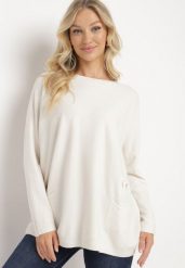 Jasnobeżowy Sweter z Wiskozą Ozdobiony Wsuwanymi Kieszonkami i Kokardą Omeza. Brązowe swetry Born2be, l, bez wzorów, z jeansu, eleganckie, bez ramiączek. W wyprzedaży za 76.49 zł.