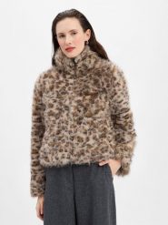 Noisy May Damska kurtka ze sztucznego futra - NMJennifer Kobiety beżowy|brązowy wzorzysty, L. Brązowe kurtki Noisy May, l, bez wzorów, eleganckie, bez kaptura. Za 399.95 zł.