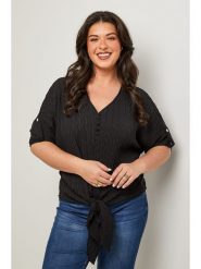Curvy Lady Bluzka w kolorze czarnym rozmiar: 48/50. Czarne bluzki Curvy Lady, bez wzorów, klasyczne, bez kołnierzyka, bez ramiączek. Za 97.05 zł.