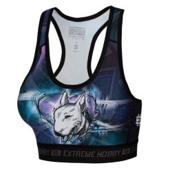 Stanik sportowy fitness siłownia MMA EXTREME HOBBY BULLTERRIER. Czarne biustonosze sportowe EXTREME HOBBY, bez wzorów, z elastanu, na fitness i siłownię. Za 119.00 zł.