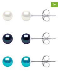 Pearline Srebrne kolczyki-wkrętki (3 pary) z perłami rozmiar: onesize. Białe kolczyki Pearline, z perłą, srebrne. Za 205.45 zł.