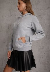 Szara Bluza z Kapturem i Kangurową Kieszenią z Przodu Amerie. Szare bluzy Renee, l, bez wzorów, z jeansu, z kapturem. Za 69.99 zł.