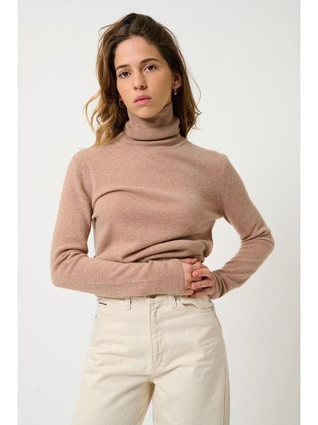 AUTHENTIC CASHMERE Kaszmirowy golf "Bise" w kolorze beżowym rozmiar: L. Brązowe swetry AUTHENTIC CASHMERE, l, bez wzorów, z kaszmiru, bez ramiączek. Za 367.22 zł.