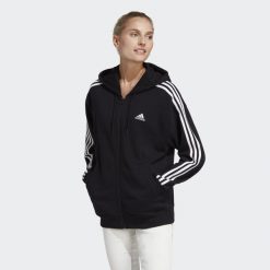 Bluza Kobieta Adidas 3S Ft O czarny. Białe bluzy bez kaptura adidas, s, bez wzorów, bez kaptura, na fitness i siłownię. Za 248.45 zł.