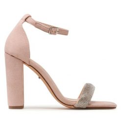 Sandały DeeZee. Czerwone sandały DeeZee, bez wzorów, bez obcasa, na słupku, bez zapięcia. Za 149.99 zł.