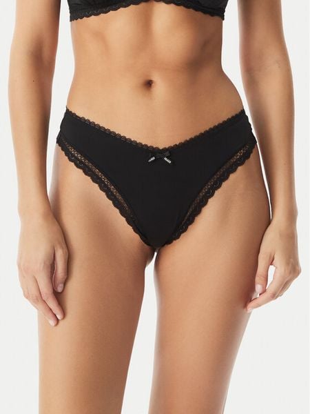 HUGO Stringi Unique 50545732 Czarny. Czarne stringi Hugo, bez wzorów, z syntetyku. Za 129.99 zł.