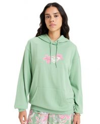 Bluza z kapturem dla Kobiety HIBISCUS HEART Zielony. Zielone bluzy Roxy, m, bez wzorów, z bawełny, bez ramiączek, z kapturem. Za 249.99 zł.