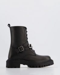WORKERY Z ŁAŃCUCHEM 2676015 BLACK. Czarne botki Venezia, bez wzorów, ze skóry, bez obcasa, bez zapięcia. Za 239.00 zł.