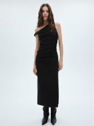 Mango Sukienka koktajlowa Roll 77097689 Czarny Slim Fit. Czarne sukienki Mango, m, bez wzorów, z wiskozy, wizytowe, bez kołnierzyka, bez ramiączek. Za 49.99 zł.